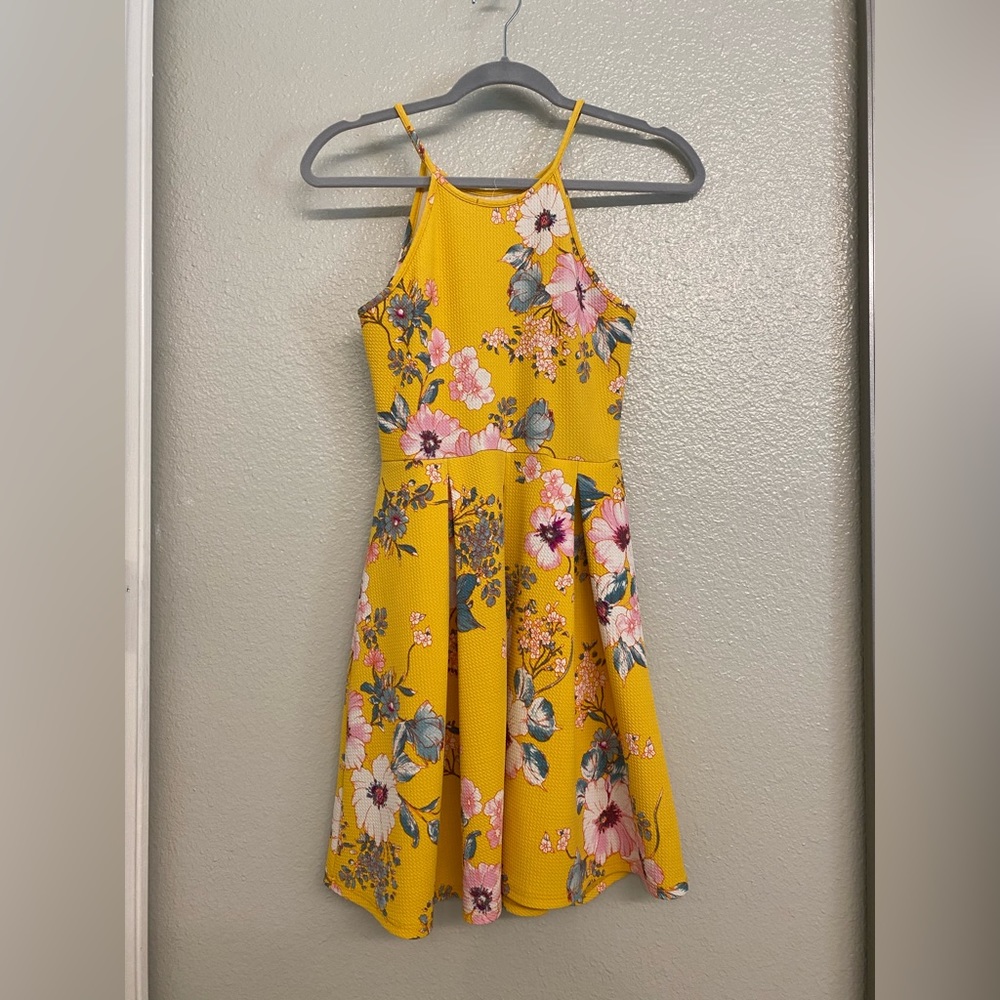 Yellow Floral Print Dress